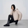 A new casual and fashionable hooded, fluffy and warm drawstring white duck down jacket for women in the autumn and winter of 2025 with a rib style Application Scenario